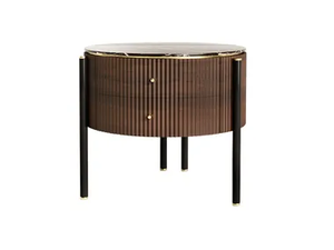 MOONLIGHT - Round wooden bedside table with drawers _ ANA ROQUE INTERIORS